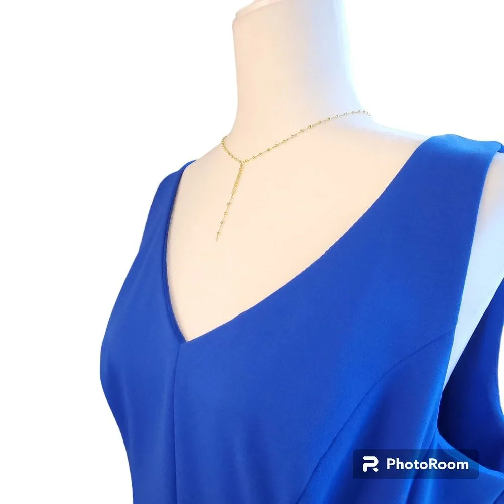 #001. Royal Blue Sleeveless A-Line Midi Dress-Roz&Ali - Picture 1 of 6